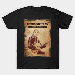 Vintage Old Paper 80s Style Eddie Cochran Rock & Roll T-Shirt